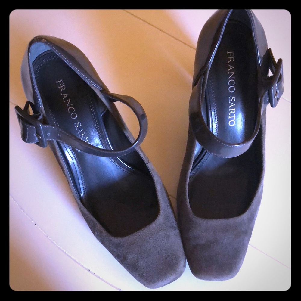 Franco Sarto grey suede pumps